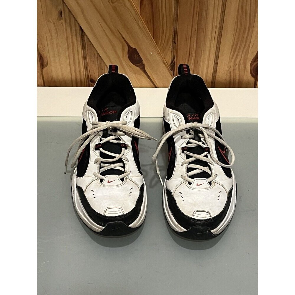 Nike Air Monarch Men’s Sneakers Red White Black Logo Size 10.5